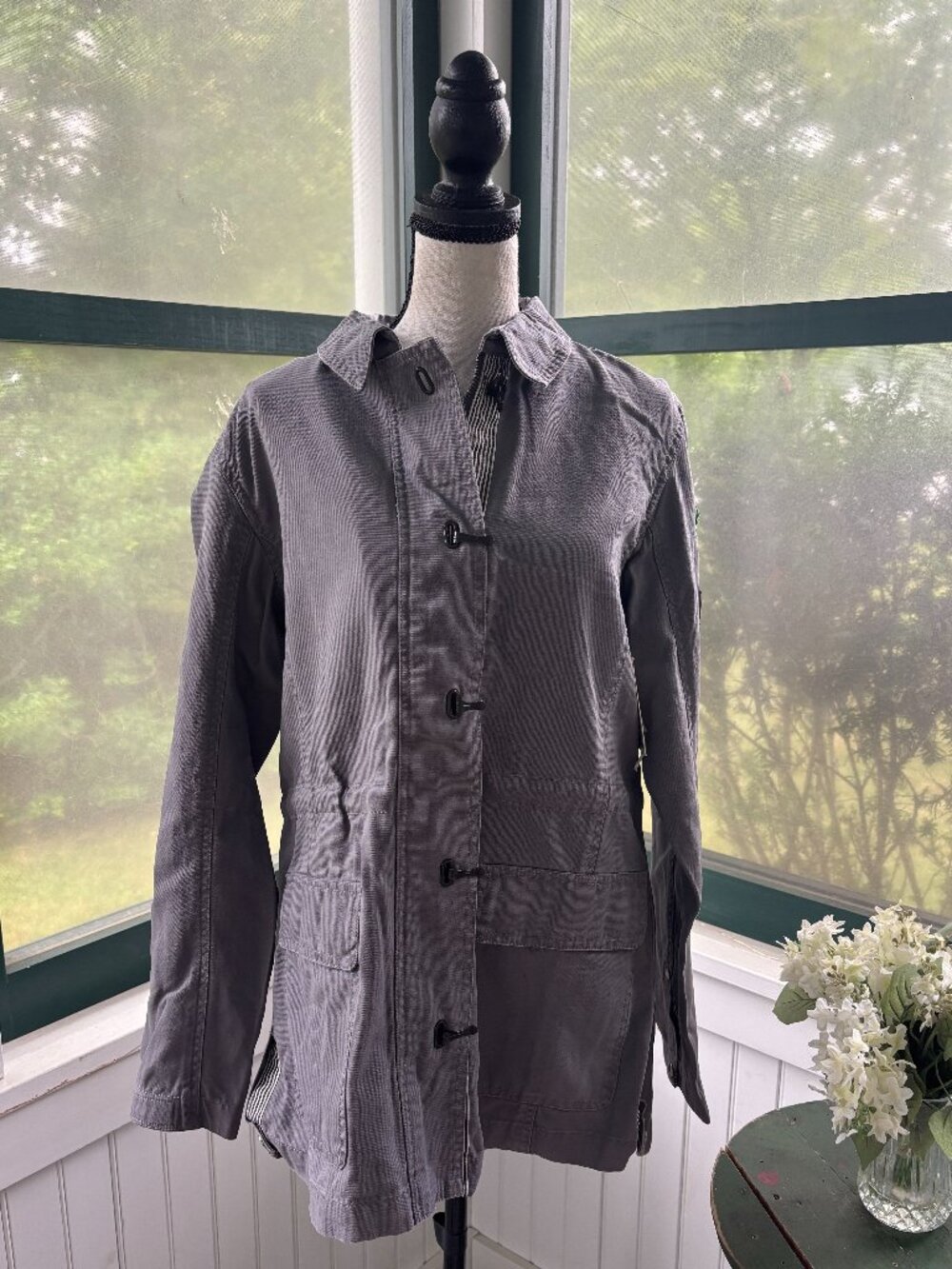Lakegirl Grey Deck Jacket with Embroidered Patches Medium NWT